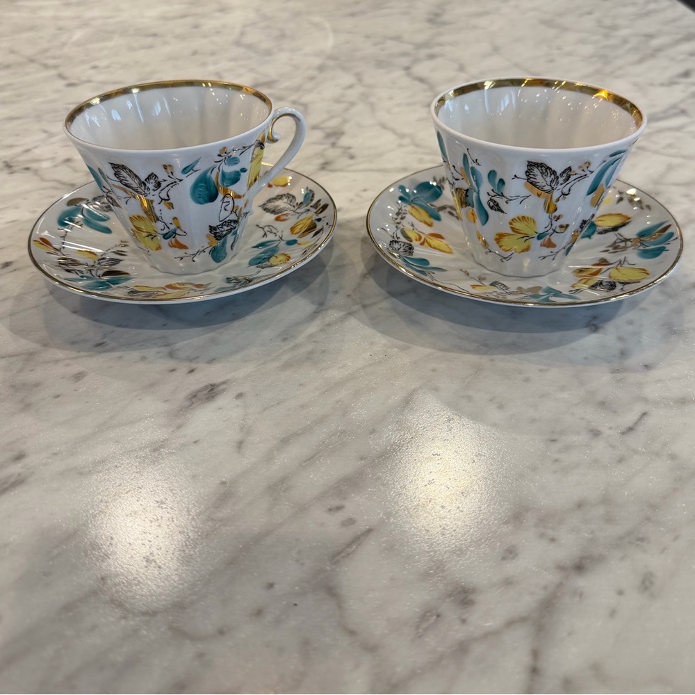 Vintage Lomonosov porcelain teacup and saucer set